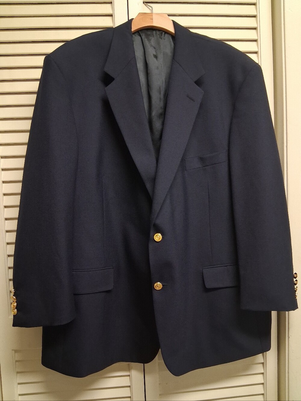 VTGPalm Beach Navyblue Sport Blazer w Prestige Golden Buttons 48R Poly-Wool Blnd